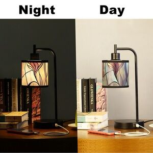 Modern Black Table Lamp with USB Ports